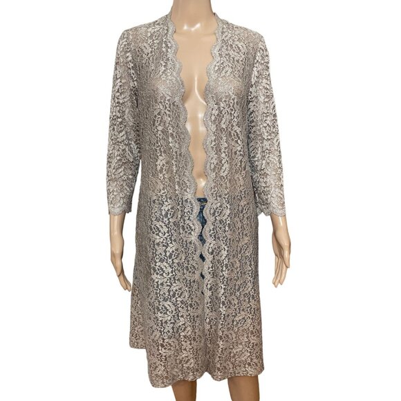 Alex Evenings Lace Gray Coverup Kimono Size 6 - Picture 1 of 3